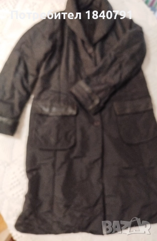 Дълго черно яке – кройка палто с шал яка, XL, снимка 5 - Якета - 51888073