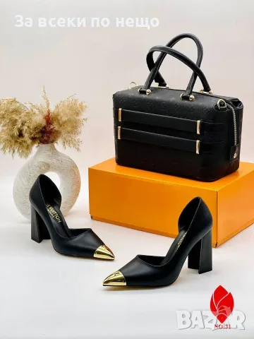 Louis Vuitton Дамски Обувки На Дебел Ток Със Златист Акцент На Бомбето-Различни Цветове Код SEM-347, снимка 5 - Дамски обувки на ток - 55808544