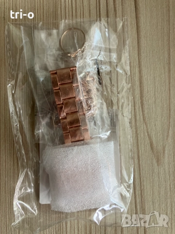 Комплект от луксозни часовник от розов метал и кристали, гривна, пръстен, колие и обеци, снимка 10 - Дамски - 52529332