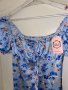 Нова етикет дълга синя буфан ръкав цепка  ежедневно елегантна рокля флорален принт  нежни цветя , снимка 5