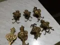 Старинна месингова с патина закачалка с двойна кука и релефна орнаментика като  нови 7 броя, снимка 6