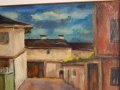 СТОЯН МИТОВ 1895 -1977 Пейзаж селска улица и къщи маслени бои, снимка 6