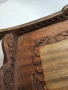 Винтидж табла за сервиране с ръчно резбовани флорални елементи, произход Индия около 1970 г. , снимка 5