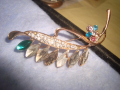 СТАРА КРИСТАЛНА ЗЛАТИСТА АРТ НУВО ФЛОРАЛНА БРОШКА 11982, снимка 8