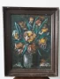 48х37см/картина масло върху фазер/натюрморт ваза с цветя/1987/дървена рамка, снимка 1