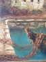 Sirokos 110х70см Сиорокос/стара гръцка голяма картина масло върху платно/морски пейзаж/рибари-лодки, снимка 7