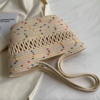 Плетена чанта тип кошница Beige, снимка 2 - Чанти - 41477465