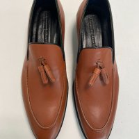 Мъжки кожени официални обувки - Светлокафяви - 44, снимка 2 - Официални обувки - 41577181