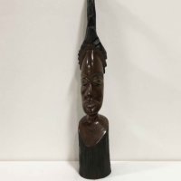 Африка, дърво, фигура, жена, скулптура, абанос, антик, бюст , снимка 1 - Статуетки - 40952495