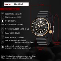 PAGANI DESIGN PD-1695 / 45mm TUNA AUTOMATIC WATCH / SEIKO NH35/SAPPHIRE CRYSTAL автоматичен часовник, снимка 3 - Мъжки - 44322927
