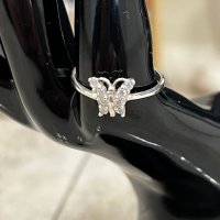 Сребърен пръстен с пеперуда и цирконий, снимка 1 - Пръстени - 44209797