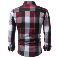 Мъжка класическа карирана риза с дълъг ръкав, 2цвята - 023, снимка 6 - Ризи - 39387276