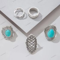 Дамски моден комплект бижута от 5 пръстена, 3модела - 023, снимка 15 - Пръстени - 41059513