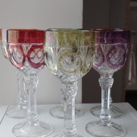 Кристални чаши-комплект от шест броя,многоцветен кристал, снимка 5 - Чаши - 41484526