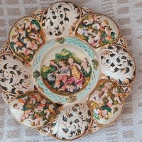 Порцеланова фруктиера ''Каподимонте''Capodimonte Porcelain, снимка 8 - Антикварни и старинни предмети - 41580483