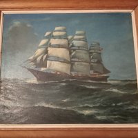 Прекрасна картина кораб, снимка 1 - Антикварни и старинни предмети - 39761894