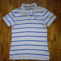 Тениска Найк бяло синьо памук размер С, снимка 1 - Спортни дрехи, екипи - 36232854