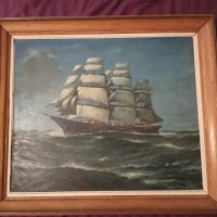 Прекрасна картина кораб, снимка 2 - Антикварни и старинни предмети - 39761894
