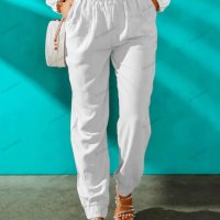Дамски летен едноцветен панталон с ластик на талията, 9цвята - 023, снимка 3 - Панталони - 40407247