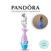 Талисман Pandora Пандора сребро 925 Glow in The Dark Fish. Колекция Amélie, снимка 1 - Гривни - 42317994
