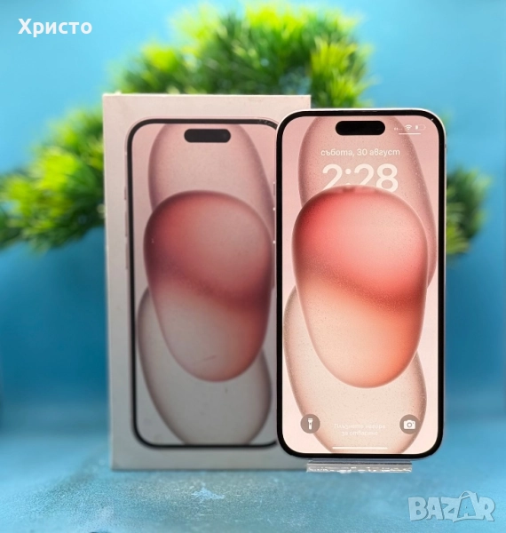 ГАРАНЦИОНЕН!!! Apple iPhone 15, 128GB, 5G, Pink, снимка 1
