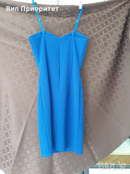 синя елегантна рокля с презрамки регулируеми, снимка 1