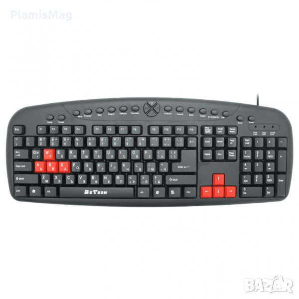 Мултимедийна клавиатура DeTech DE6087, USB, Кирилизирана, Черна , снимка 1