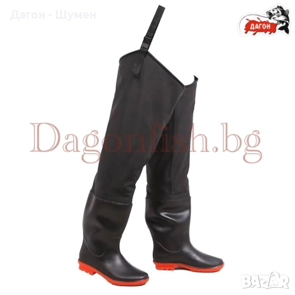 ПРОМО - Дълги ботуши за риболов: Гумирани, Тъмнозелени., снимка 1