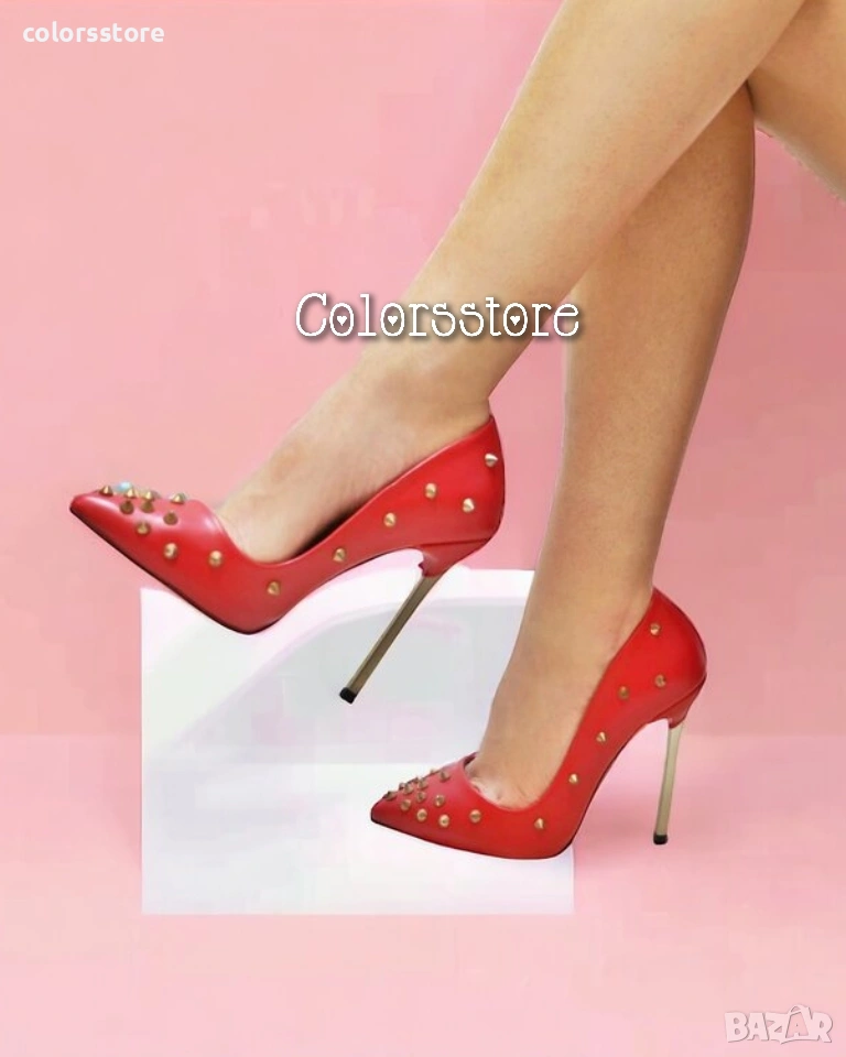 Обувки на ток - червена кожа - 167, снимка 1
