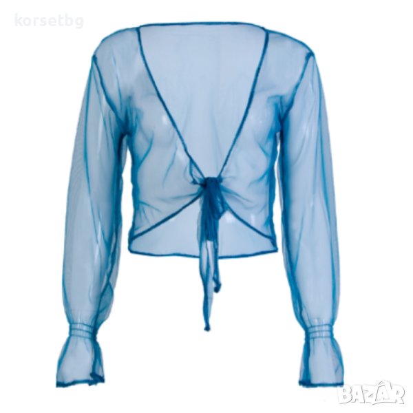 Къса тюлена блуза цвят петрол 3611, снимка 1