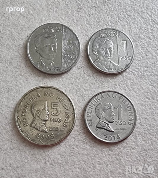 Монети. Филипини. 1, 1, 5, 5  песо . 4 бр. Различни монети., снимка 1