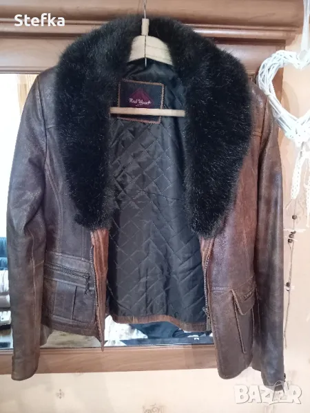 Яке от естествена кожа с подплата Red Wood, снимка 1