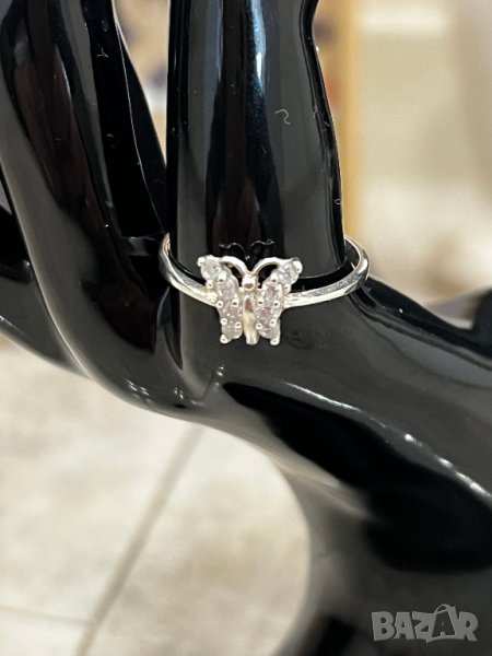 Сребърен пръстен с пеперуда и цирконий, снимка 1
