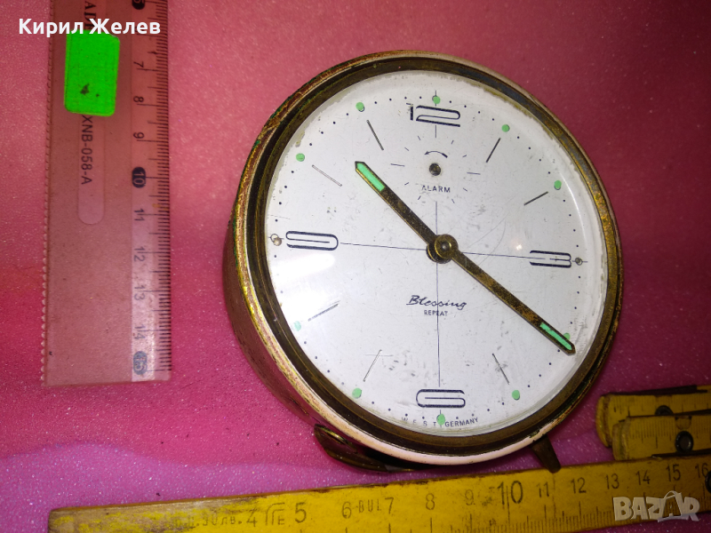 BLESSING REPEAT ALARM WEST GERMANY Стар РЯДЪК МОДЕЛ КОЛЕКЦИОНЕРСКИ МЕХАНИЧЕН НЕМСКИ БУДИЛНИК 26470, снимка 1