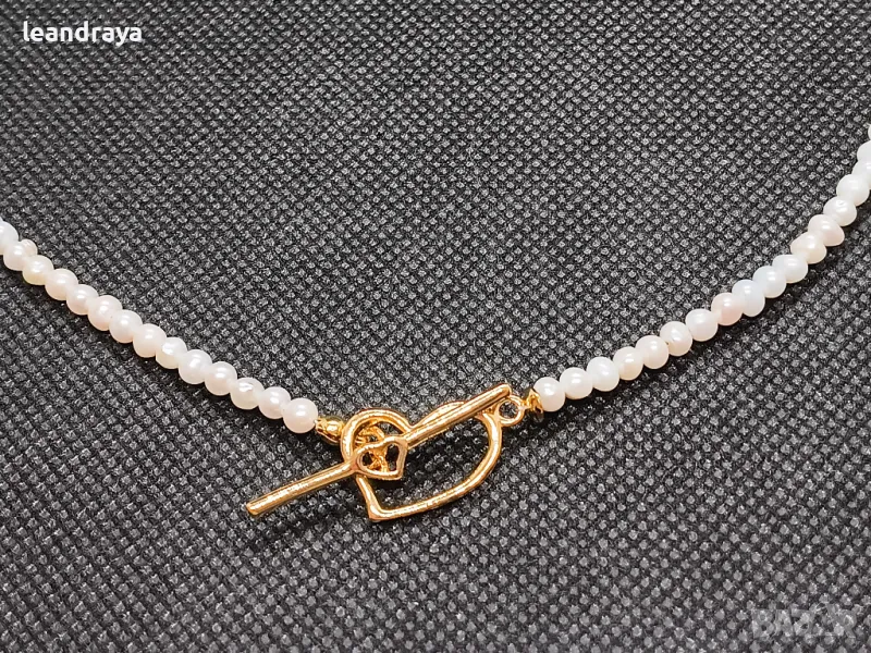 Колие перли закопчалка сърце, снимка 1