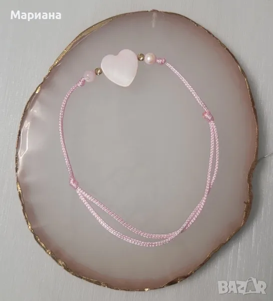 Гривна от конец със златни топчета, снимка 1