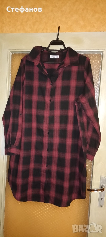 Красива,макси, дамска, карирана туника тип риза на марката-Janina, снимка 1