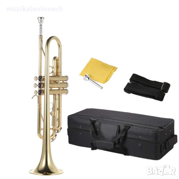 Ammoon Trumpet Bb Gold - Тромпет с твърд куфар /чисто нов най-добра цена/, снимка 1