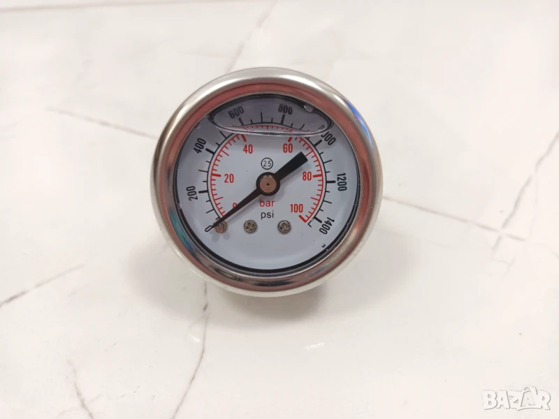 Универсален манометър с глицерин 0-100bar, 0-100бара, 1450psi, 1/8NPT 40мм, снимка 1