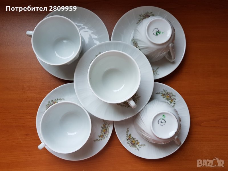Чаши за чай с чинийки с декор Мащерка, снимка 1