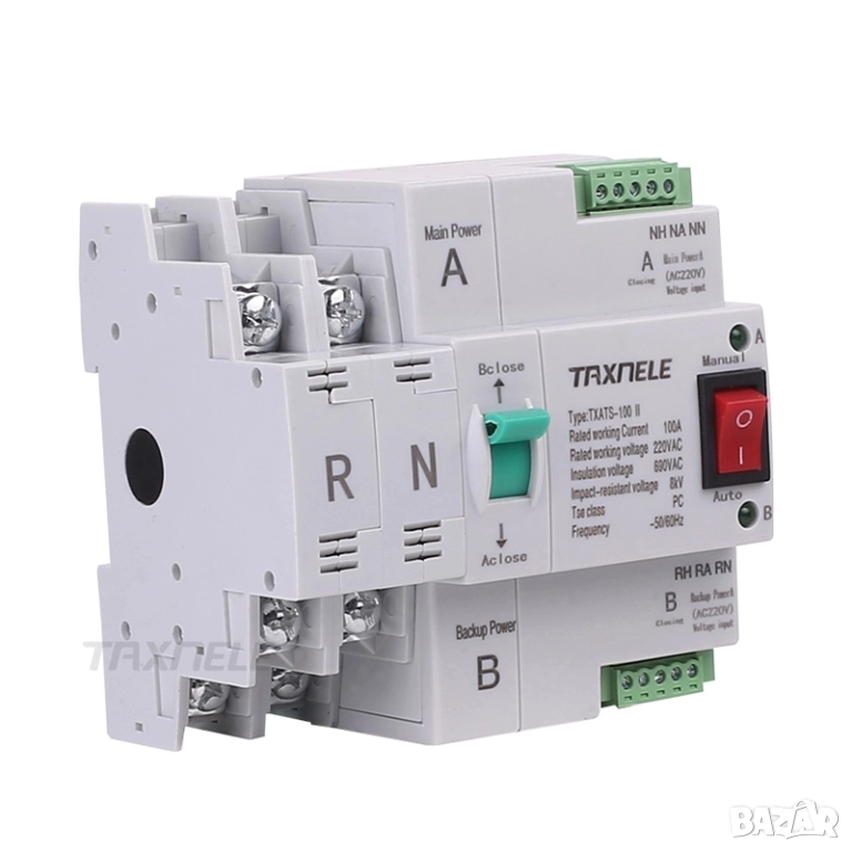 Taxnele ATS Автоматичен превключвател тип MCB с двойно захранване 2P 100A, снимка 1
