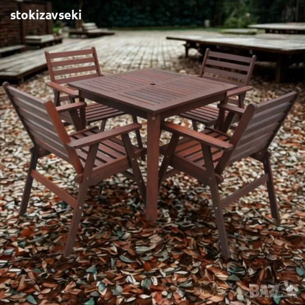 Градински комплект Tirora Muhler Meranti - 5 части, дърво, снимка 1