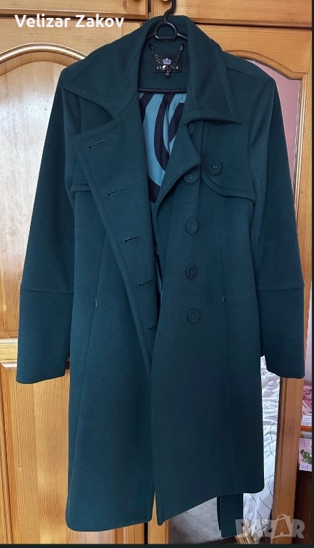 Дамско зимно палто Junona-размер 42,тъмнозелено,с колан., снимка 1