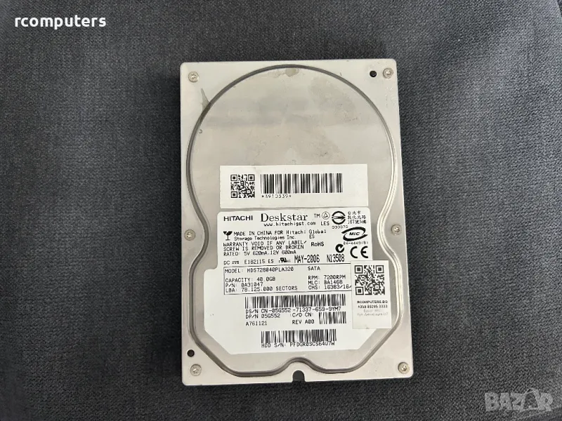 Хард диск Hitachi 40GB SATA за компютър, снимка 1