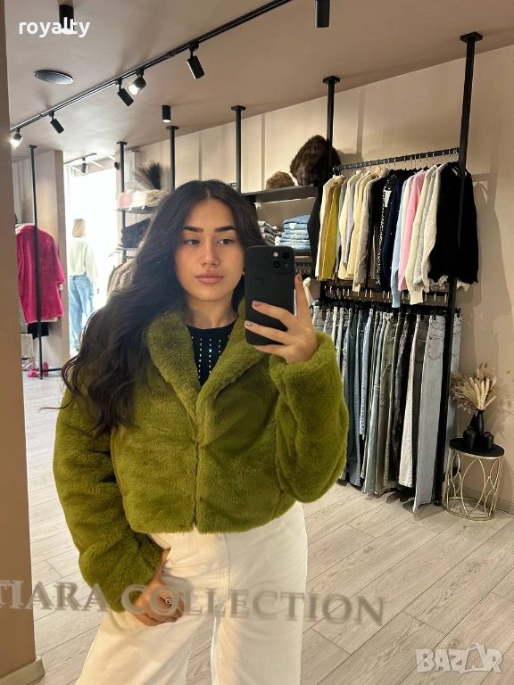 Зелено Късо Дамско Палто , снимка 1