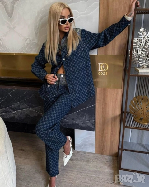 дамски комплект gucci с камъни деним , снимка 1