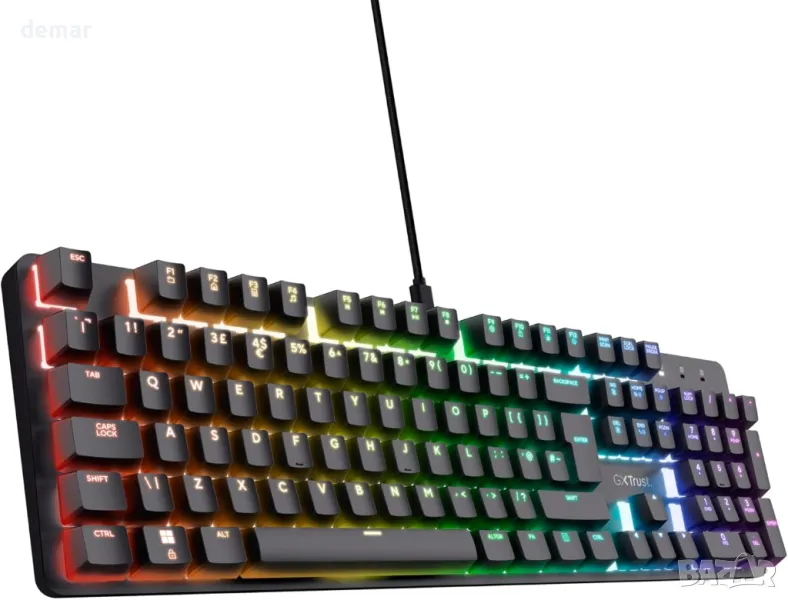 Trust GXT 871 Zora механична геймърска клавиатура, линейни превключватели Huano, RGB, черна, снимка 1