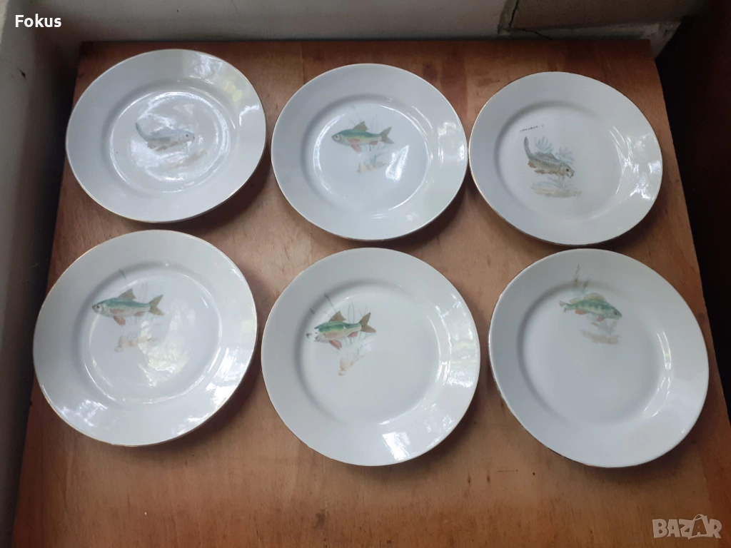 Сервиз чинии - български порцелан - 6 бр. с риби чиния, снимка 1