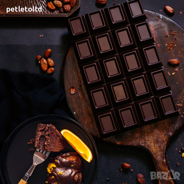 Черен шоколад със Стевия без захар БЛОК 900гр. Какао 92% Какаови зърна от Еквадор, eритритол, стевия, снимка 1