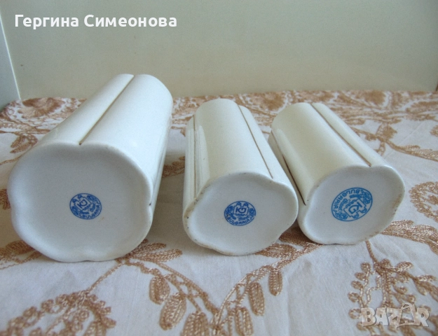 Три вази български костен порцелан, снимка 6 - Вази - 52616257
